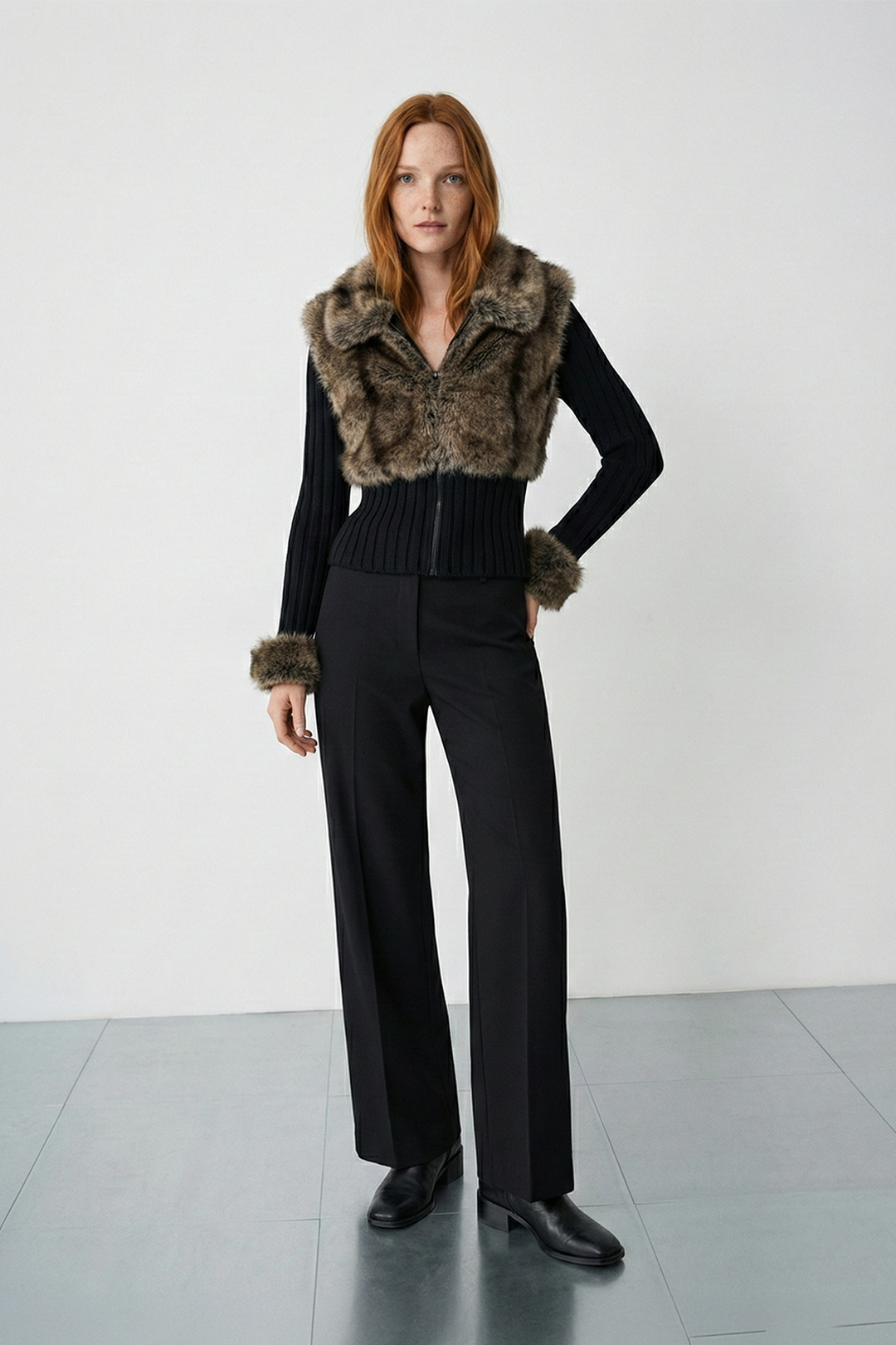 Suni Kürk Örme Ceket 