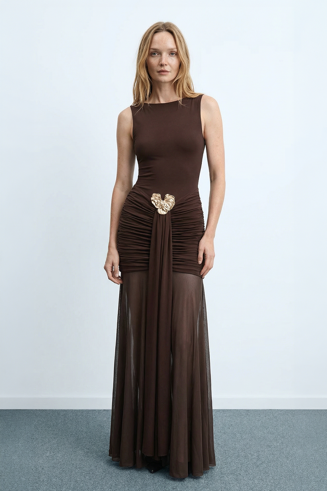 İşlemeli Midi Elbise