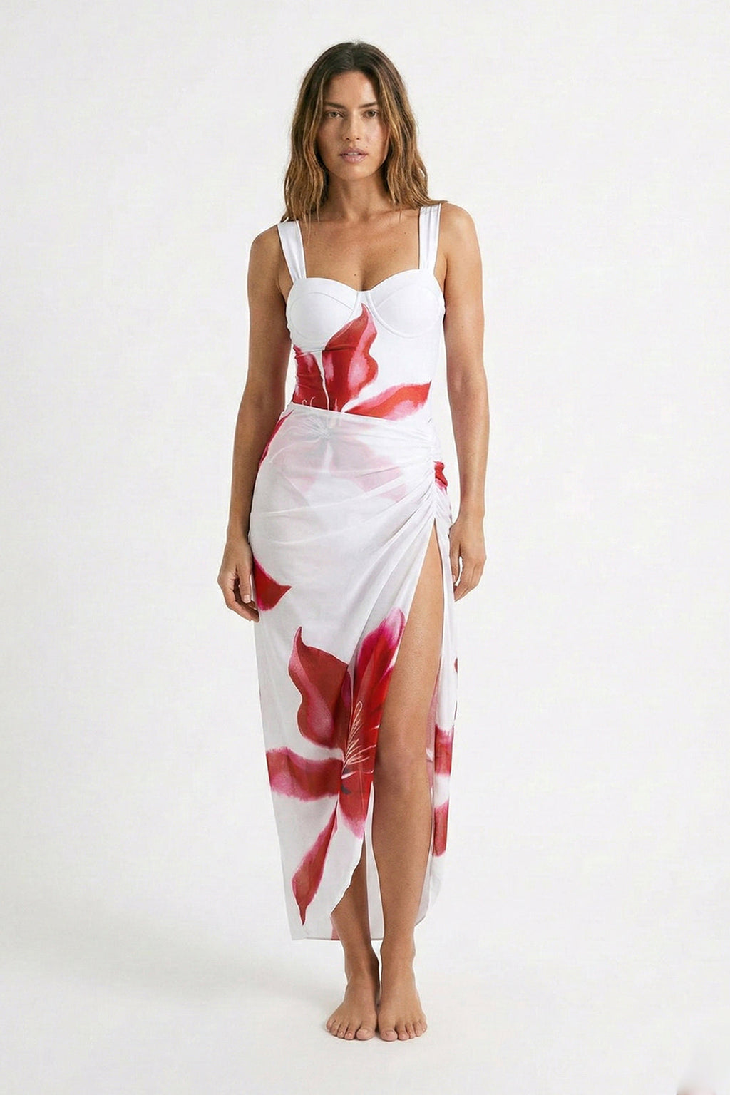 Red Floral Pareo Set