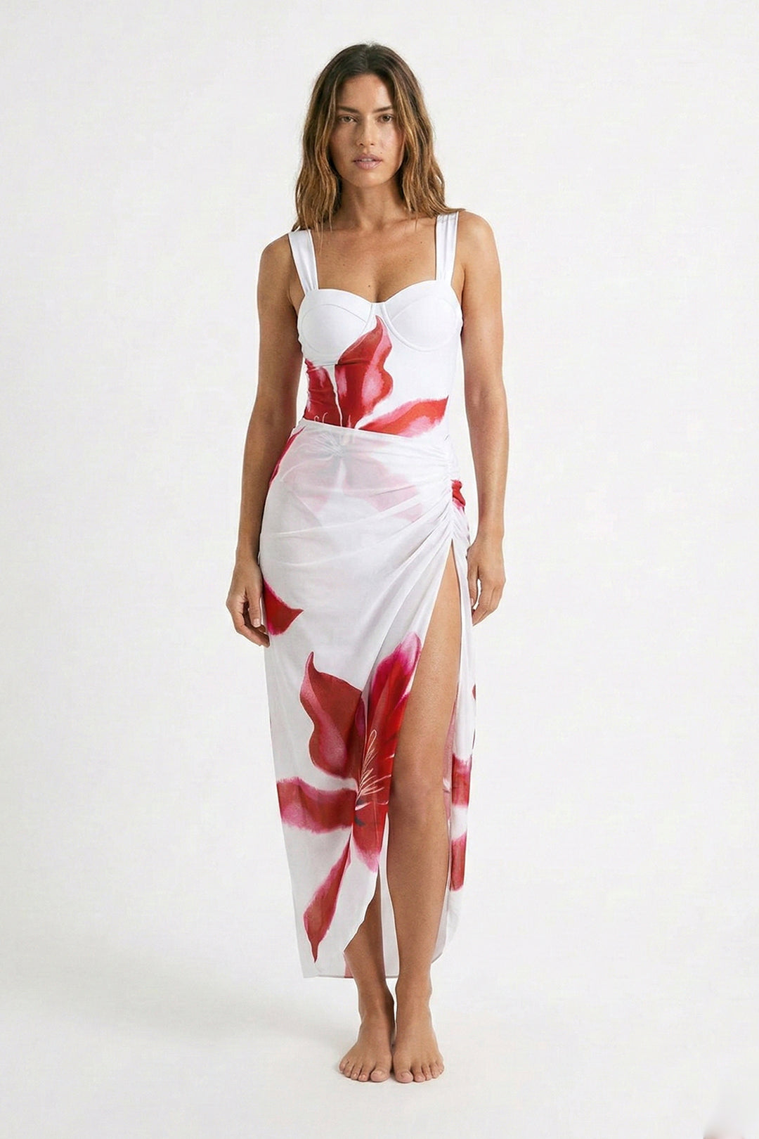 Red Floral Pareo Set
