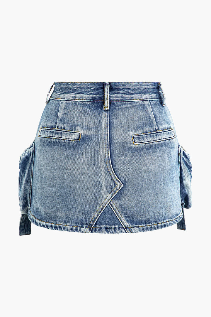 Faded Pocket Denim Skirt