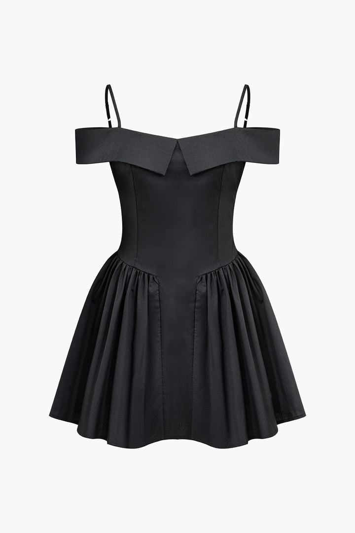 Shoulder Pleated Mini Dress