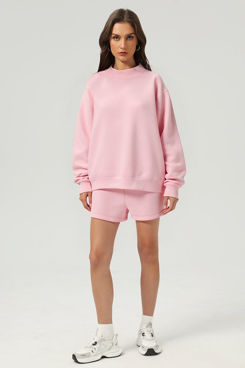 Women Loose Set:Mock Neck Sweatshirt