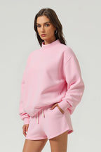 Women Loose Set:Mock Neck Sweatshirt