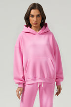 Unisex Boxy Fleece Hoodie: Distressed Vintage Short Wide Fit