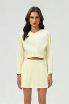 Women's Summer Set:Cropped Full Zipper Jacket And Skirt