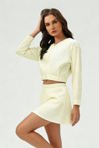 Women's Summer Set:Cropped Full Zipper Jacket And Skirt