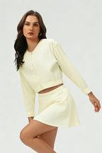 Women's Summer Set:Cropped Full Zipper Jacket And Skirt
