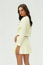 Women's Summer Set:Cropped Full Zipper Jacket And Skirt