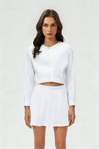 Women's Summer Set:Cropped Full Zipper Jacket And Skirt
