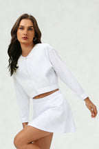 Women's Summer Set:Cropped Full Zipper Jacket And Skirt