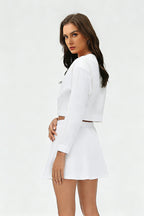 Women's Summer Set:Cropped Full Zipper Jacket And Skirt