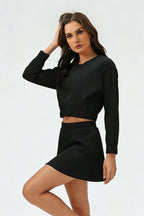 Women's Summer Set:Cropped Full Zipper Jacket And Skirt