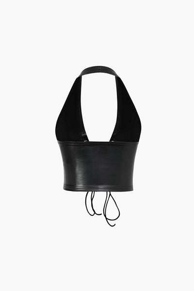 Faux Leather Halter Crop