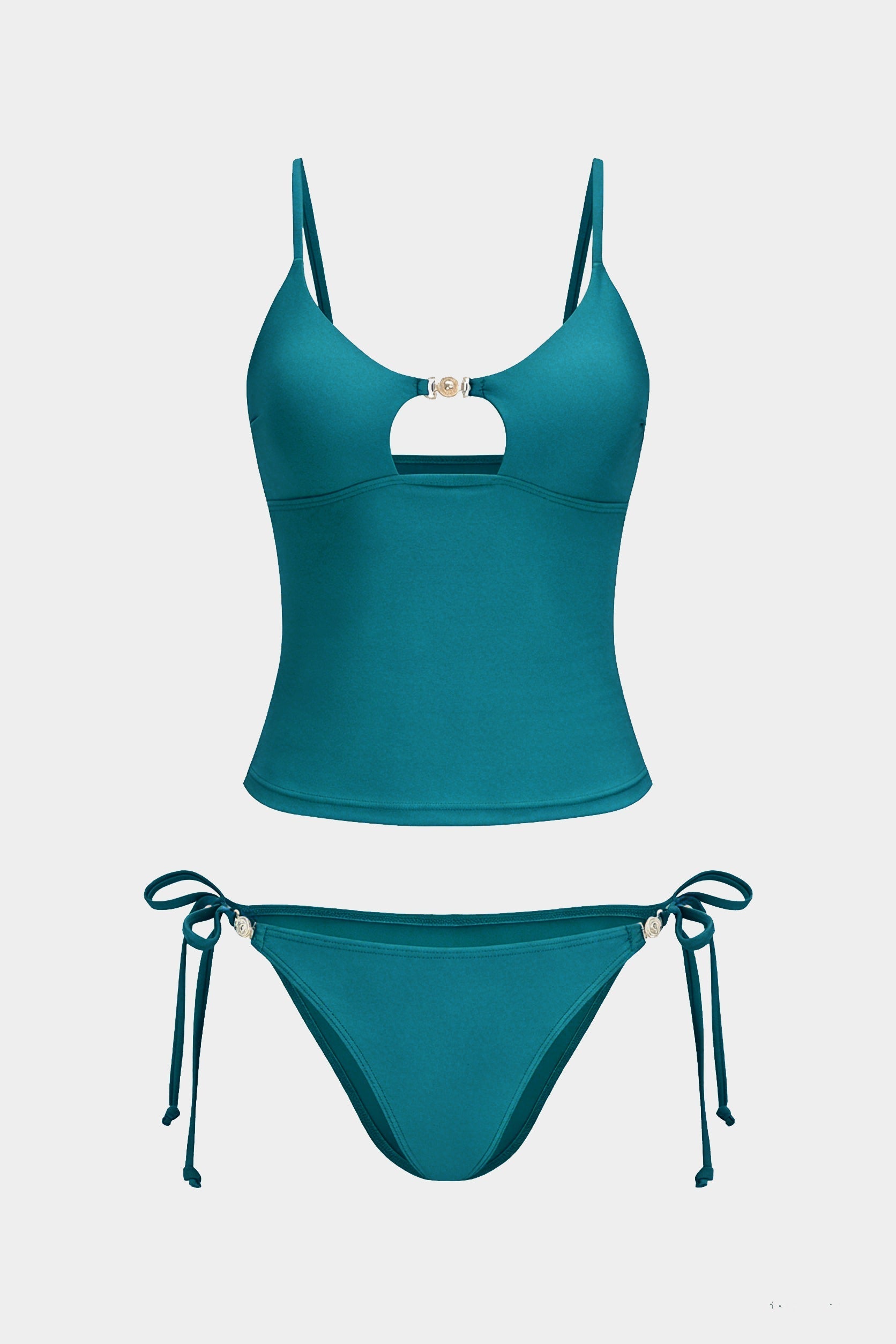 Metallic Decor Cut Out Bikini Set