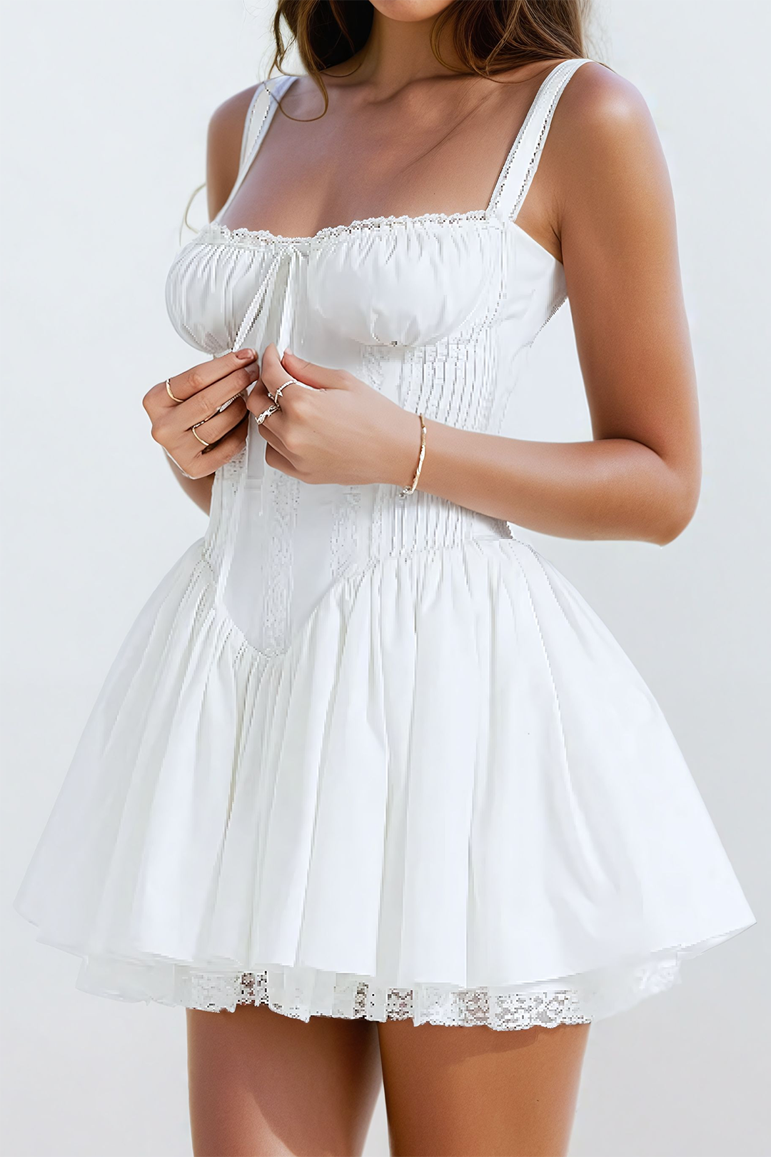 Lace Trim Slip Mini Dress