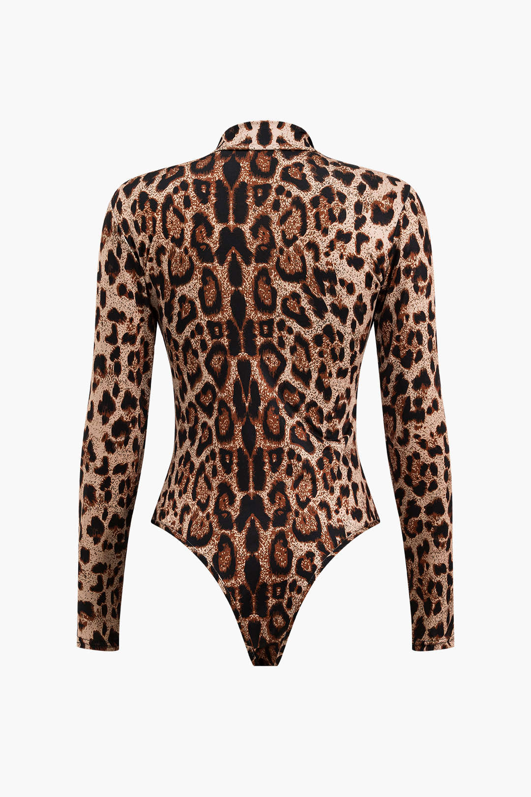 Leopard Print Uzun Kollu Bodysuit