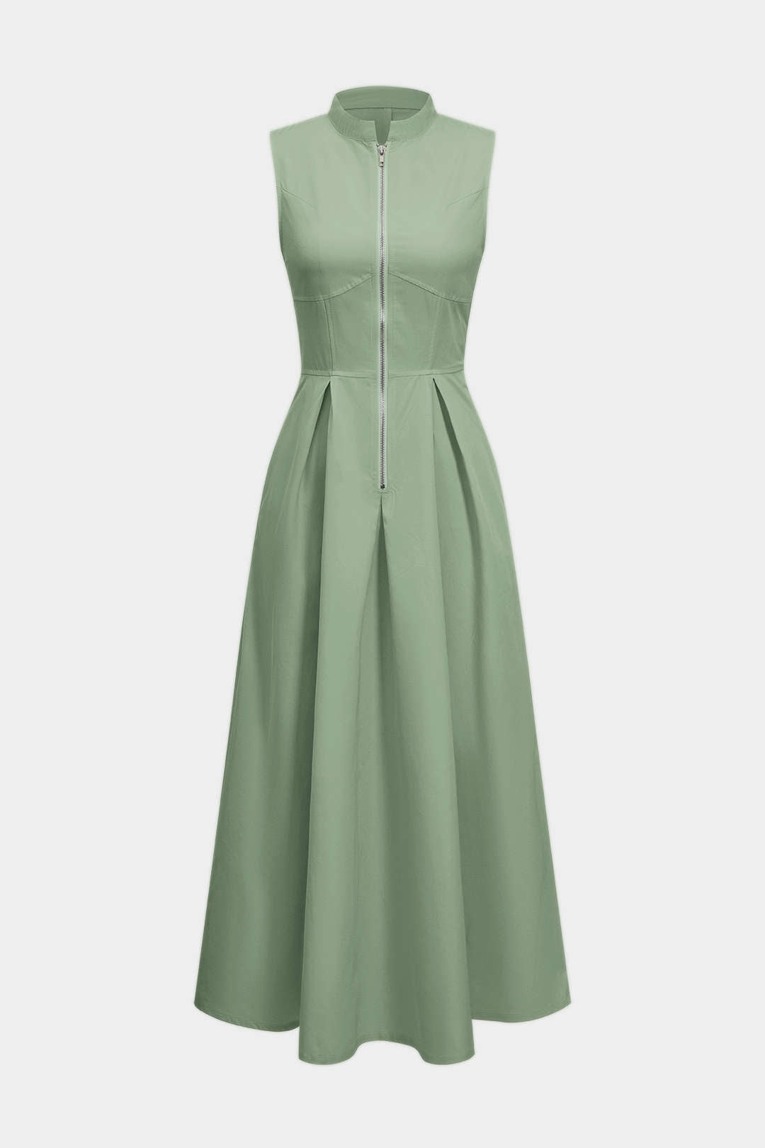 Fermuarlı Ön Kısım Midi Elbise