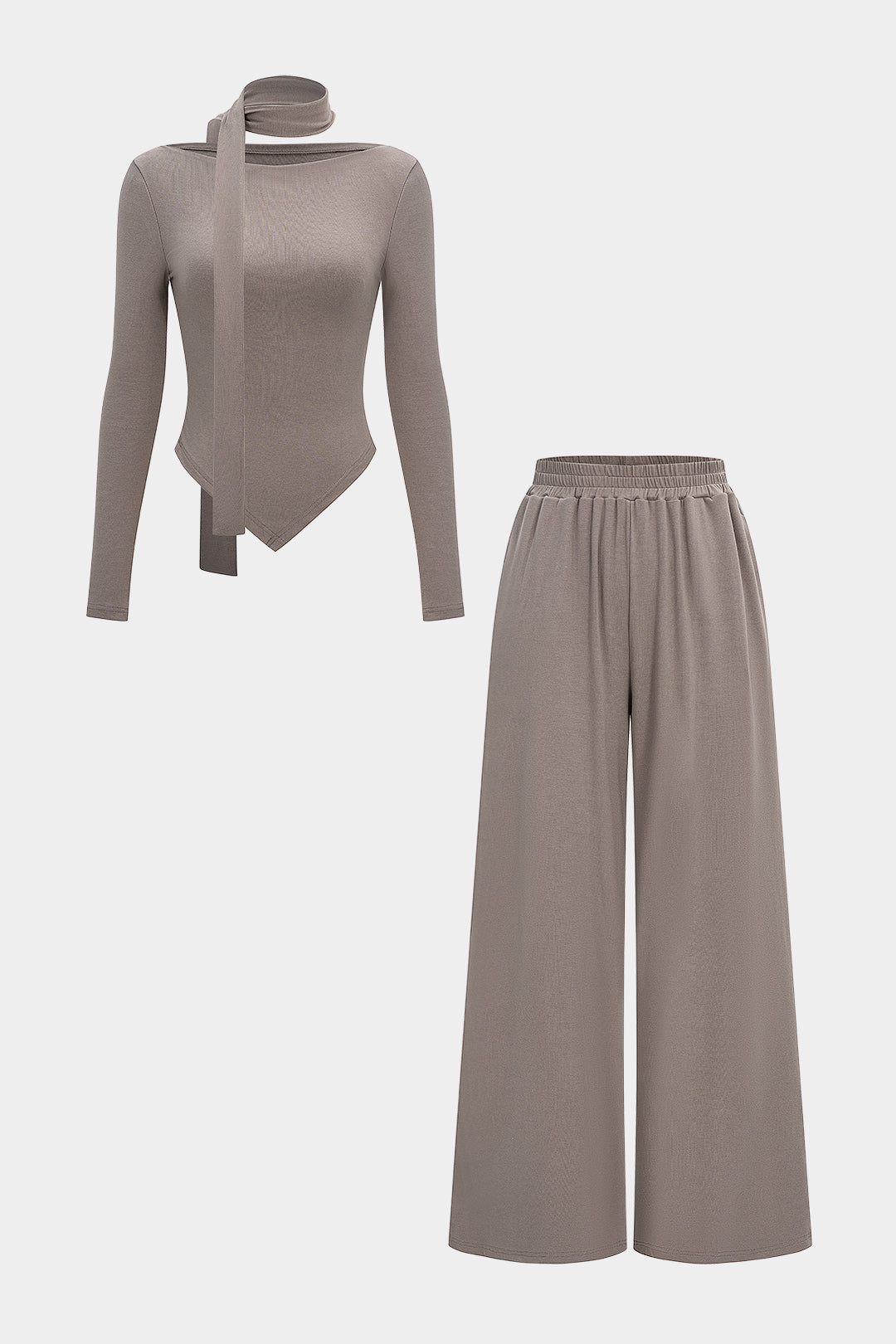 Flow Shawl Collar Bodysuit &amp; Palazzo Pants Set