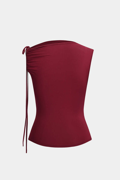 Ruched Asymmetrical Drawstring Crop