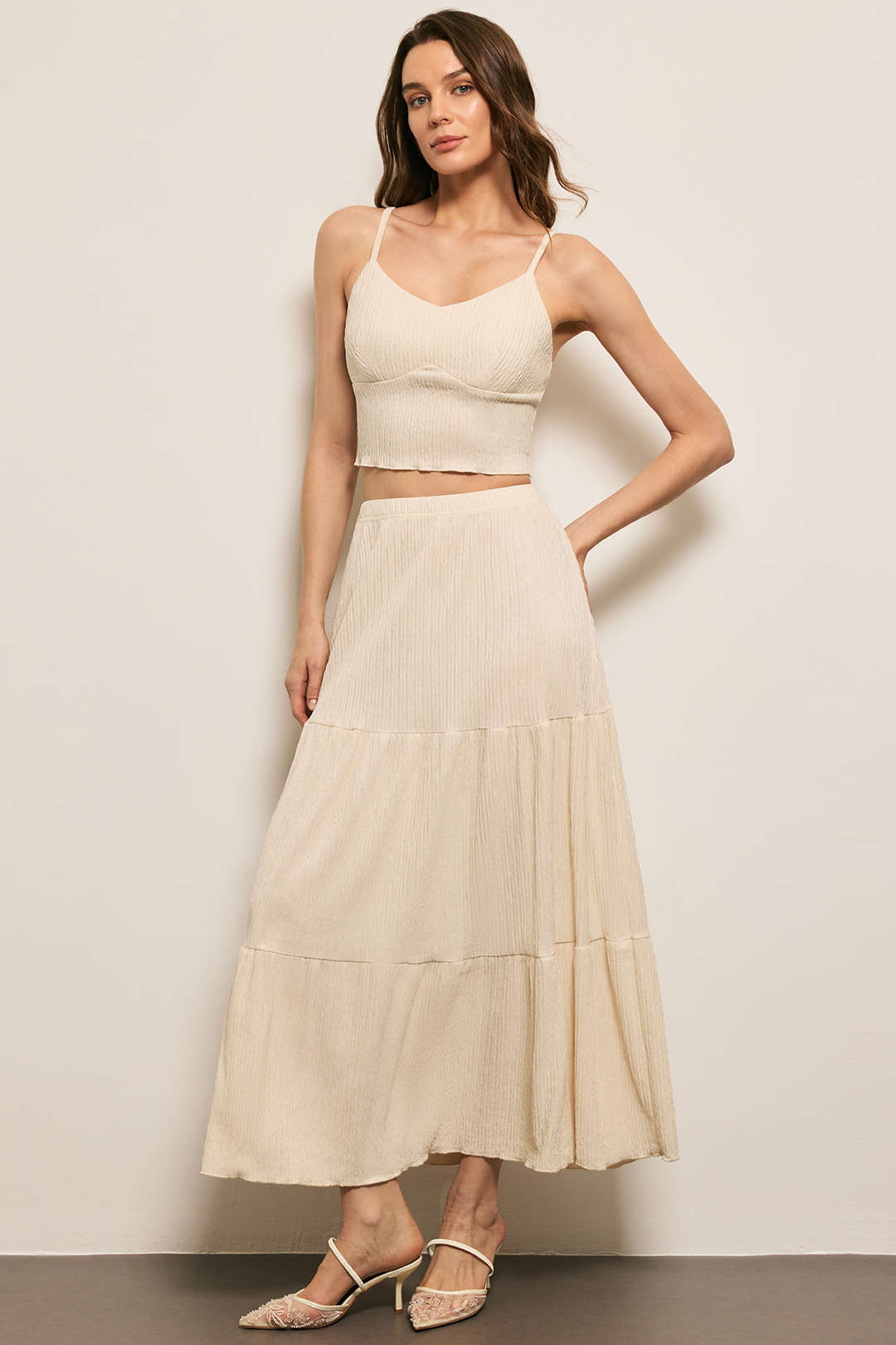 Grace Strappy Crop &amp; Layered Maxi Skirt Set