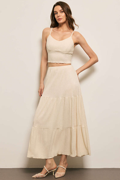 Grace Strappy Crop &amp; Layered Maxi Skirt Set