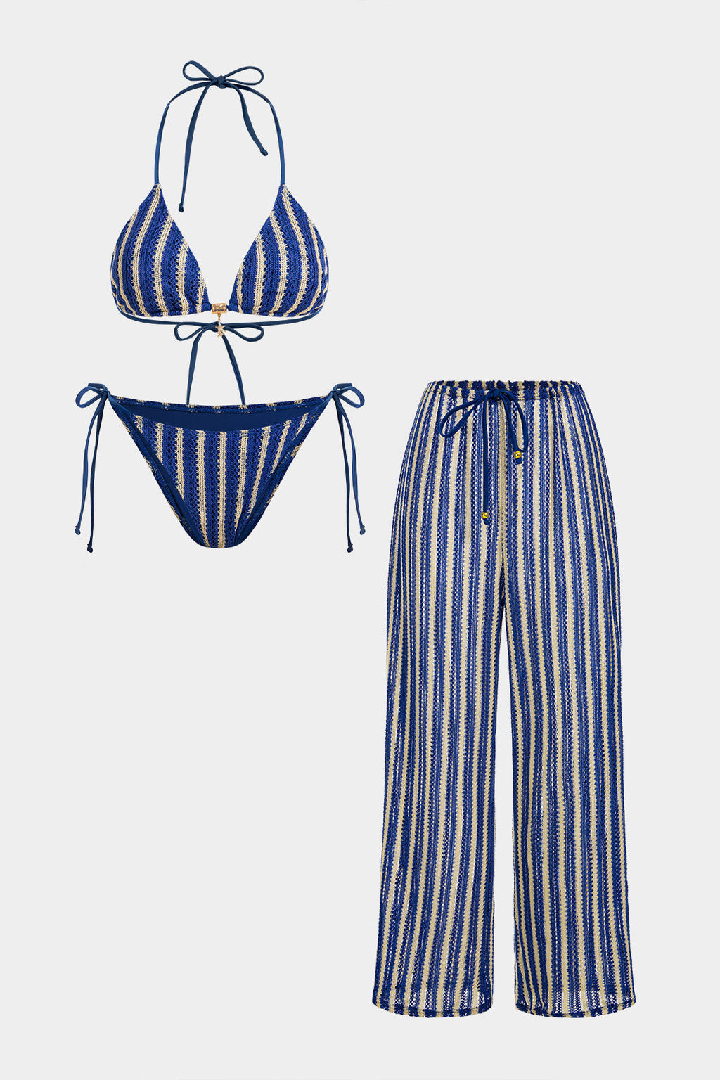 Rosvell Riviera Stripe Bikini & Trousers Set