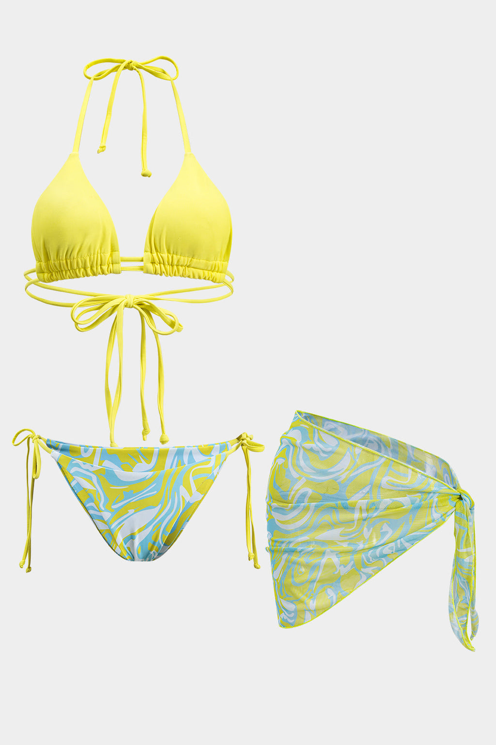 Yellow Printed Bikini & Sarong