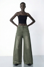 Kullanışlı Geniş Paçalı Kot Pantolon