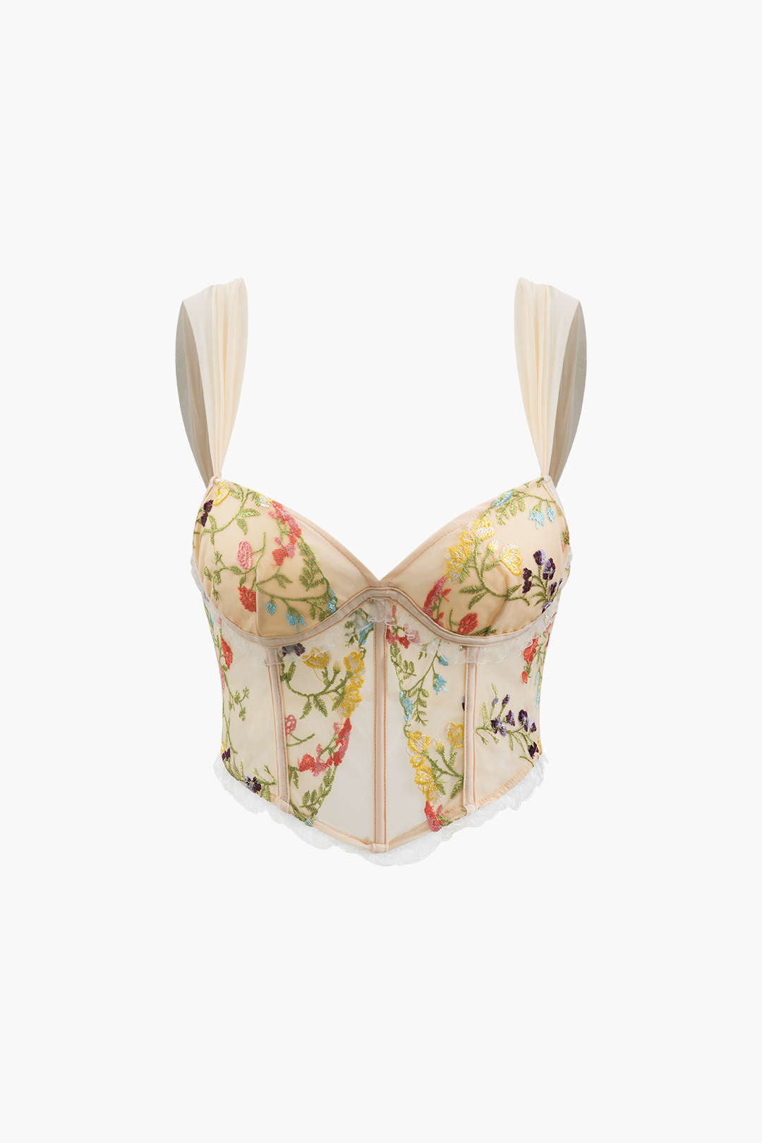 Floral Embroidered Corset Crop