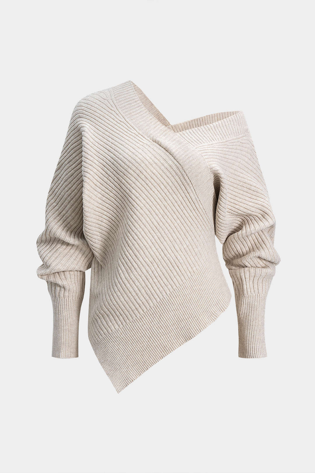 Beige Asymmetric Knit Sweater