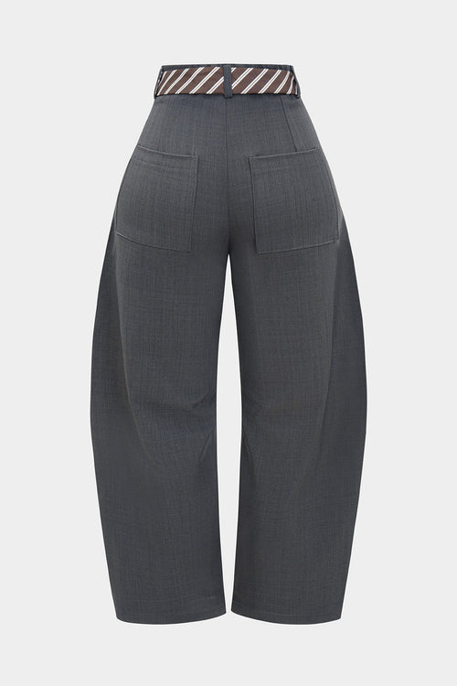 Belted Barrel Trousers
