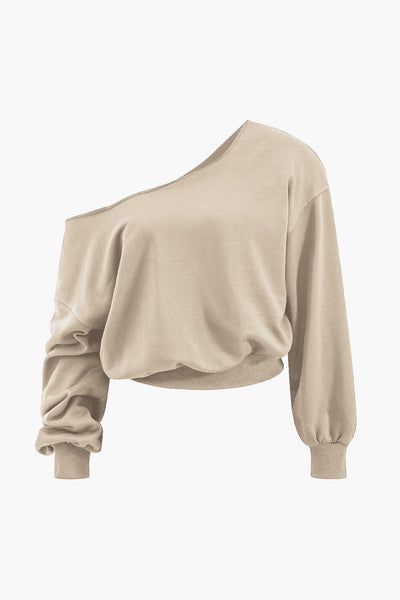 Ease One Shoulder Crop Sweat &amp; Palazzo Tracksuit Set