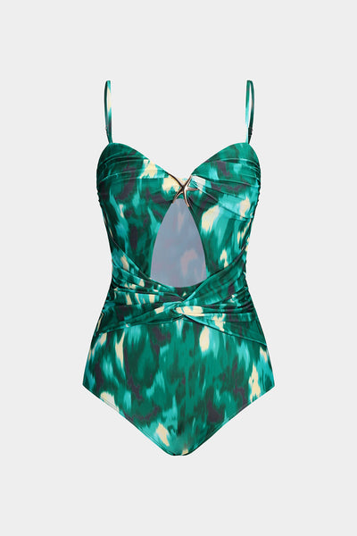 Abstract Tummy Control One-Piece Swimsuit