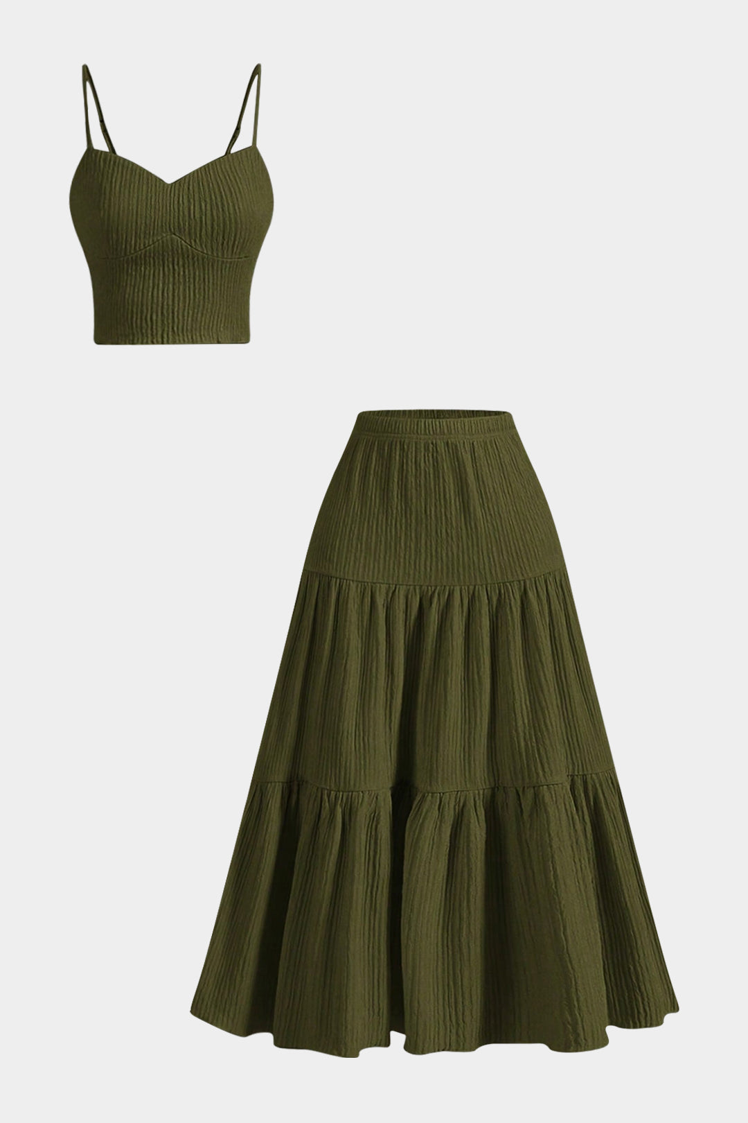 Grace Strappy Crop &amp; Layered Maxi Skirt Set