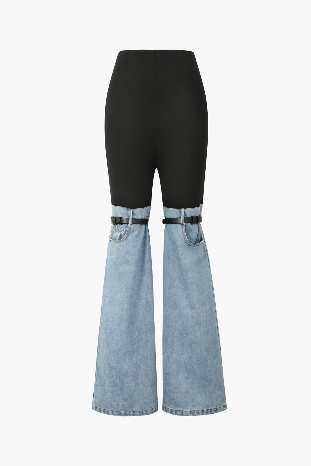 Denim Hybrid Flare Leg Trousers