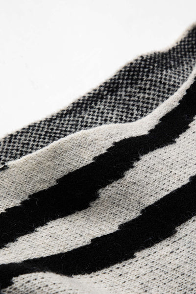 Sweater Stripe Boat Neck Uzun Kollu Üst