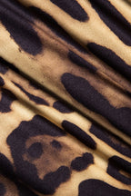 Omuzları Açık Leopar Desenli Tulum 