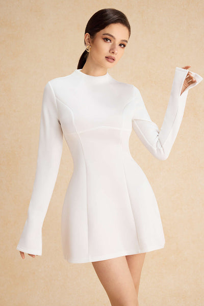 Vandoria Sculpted White Mini Dress