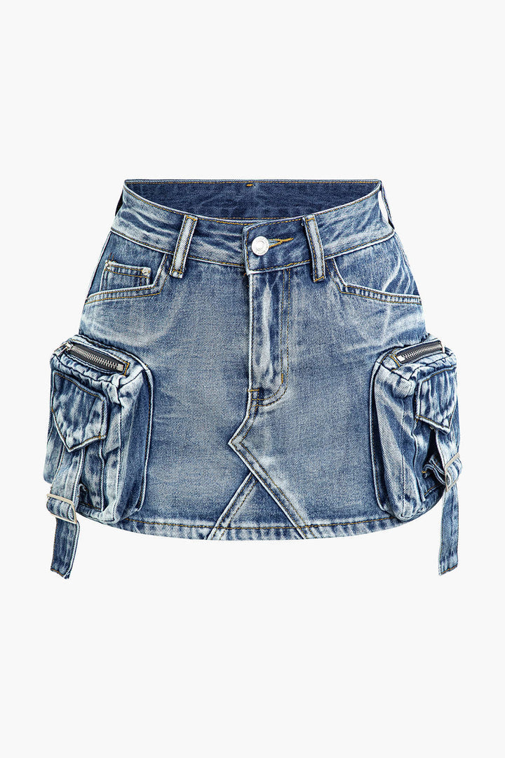 Faded Pocket Denim Skirt