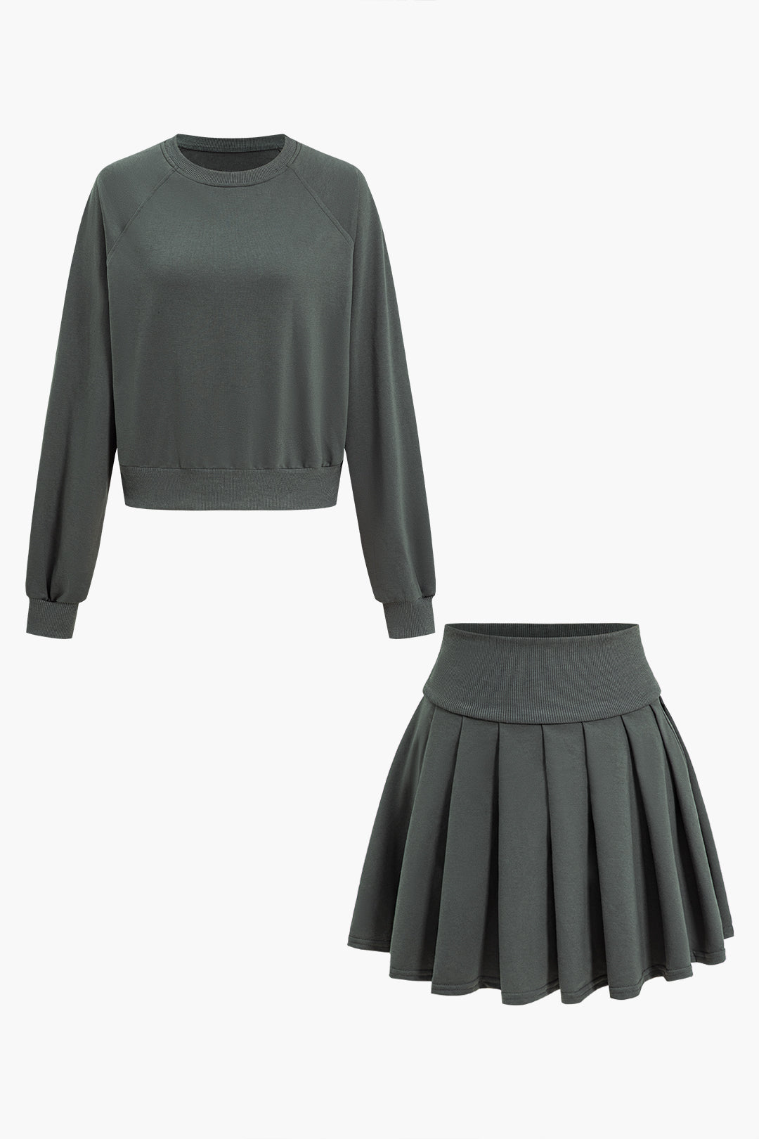 Elegance Pleated Sweat &amp; Skirt Set