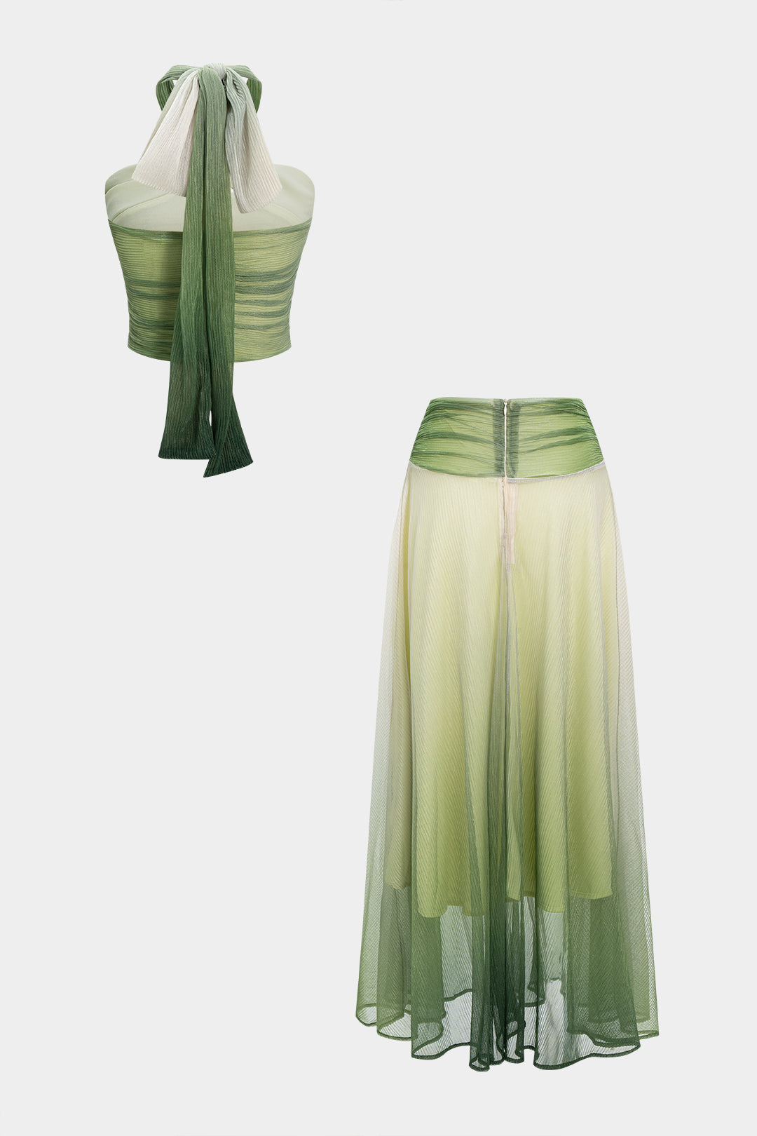 Emerald Mist Tulle Bustier &amp; Maxi Skirt Set