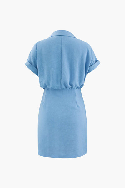 Ruched Mini Shirt Elbise