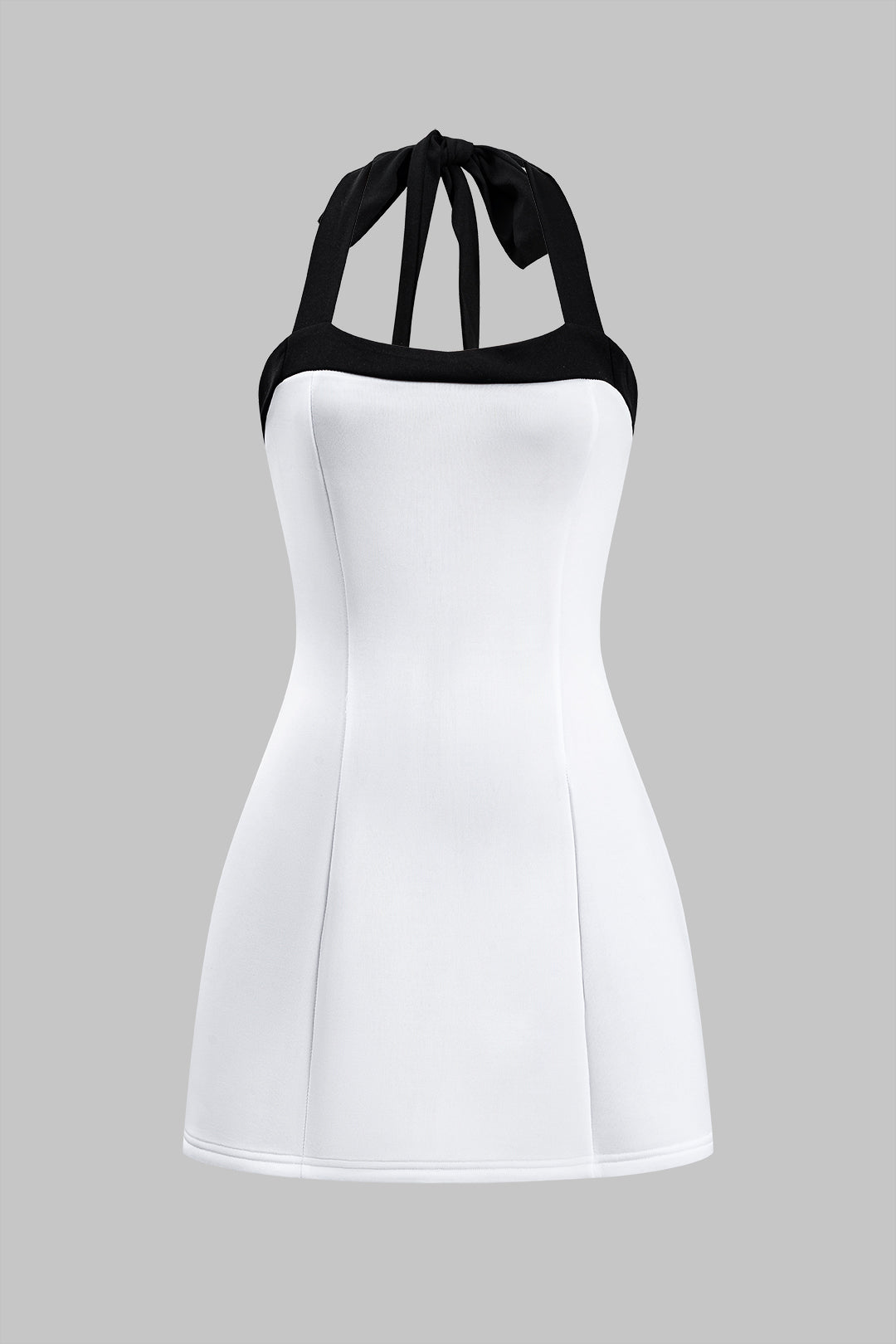 Zipper Tie-Up Sleeveless Mini Elbise