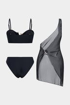 Noir Siren 3-Piece Bikini & Pareo Set