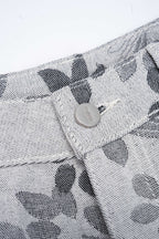 Çiçek Desenli Geniş Paçalı Kot Pantolon