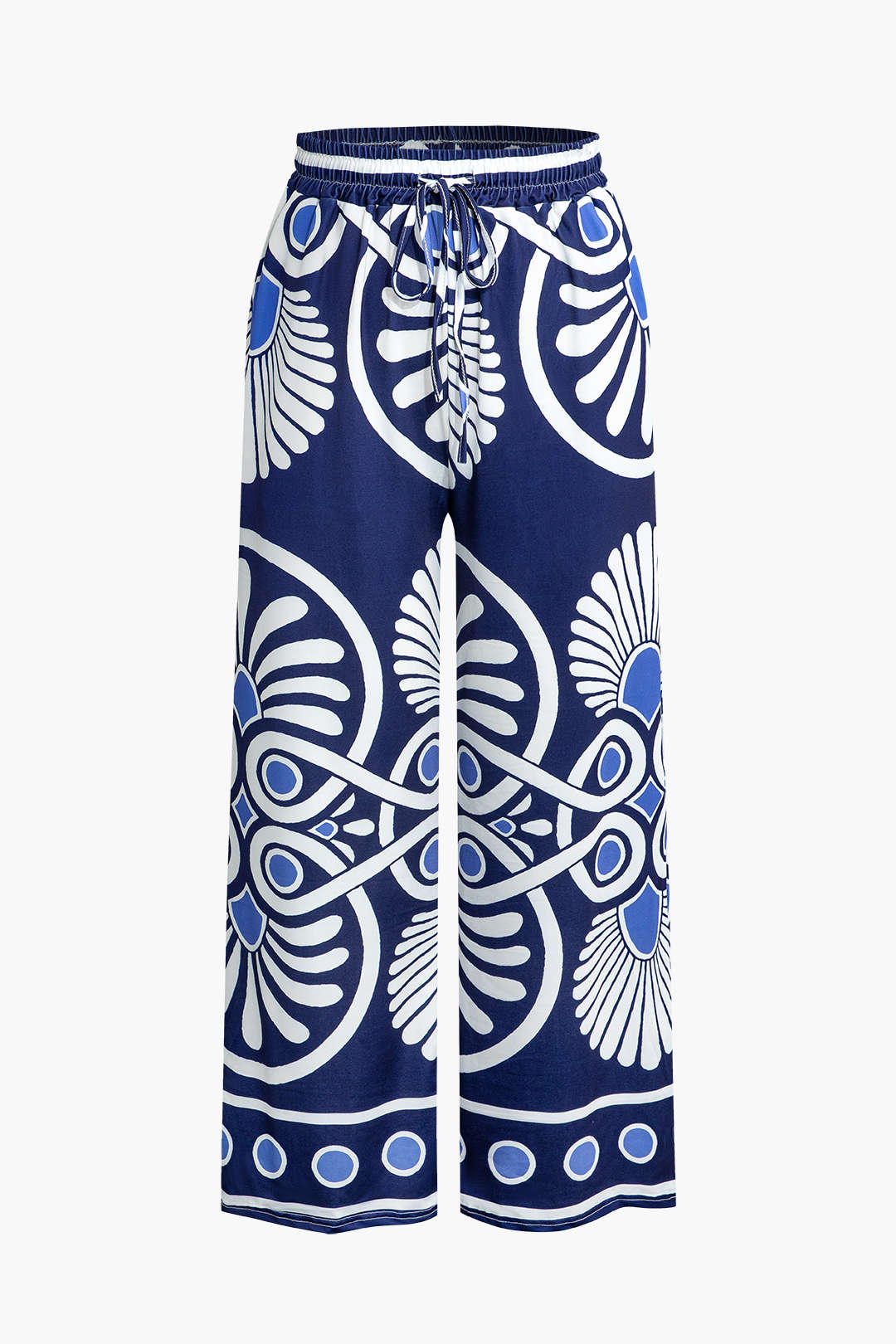 Abstract Print Wide Leg Pantolon