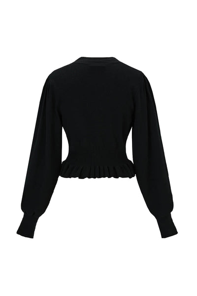 Knit V-Neck Long-Sleeve Hırka