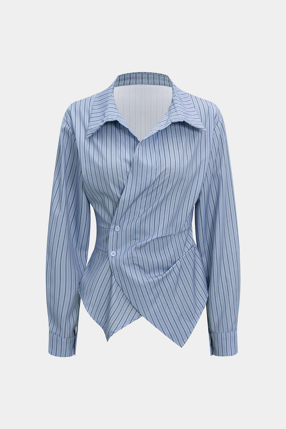 Asymmetric Blue Stripe Sculpt Shirt