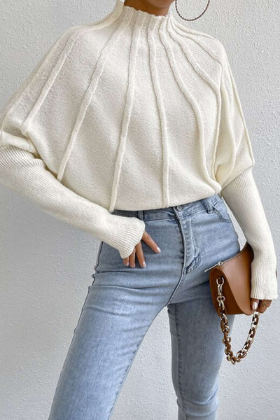 Mock Neck Textured Sweater